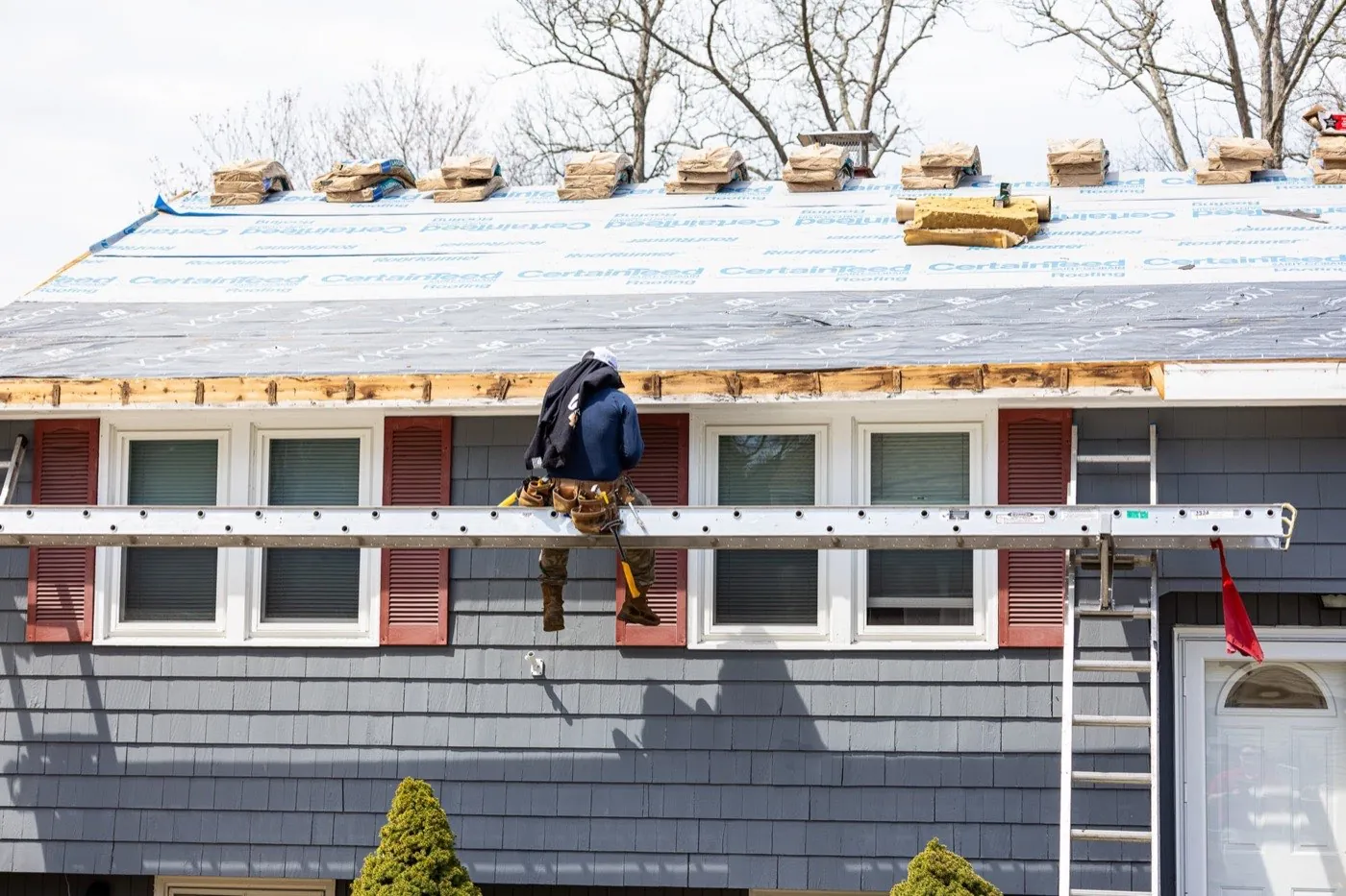 Commercial flat roof replacement on a property in Lowell, MA